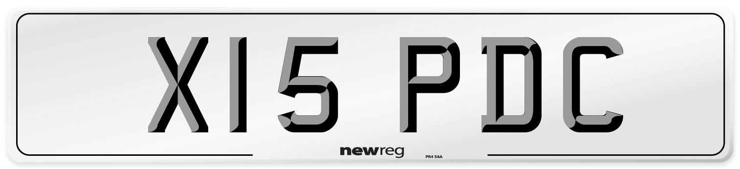 X15 PDC Number Plate from New Reg